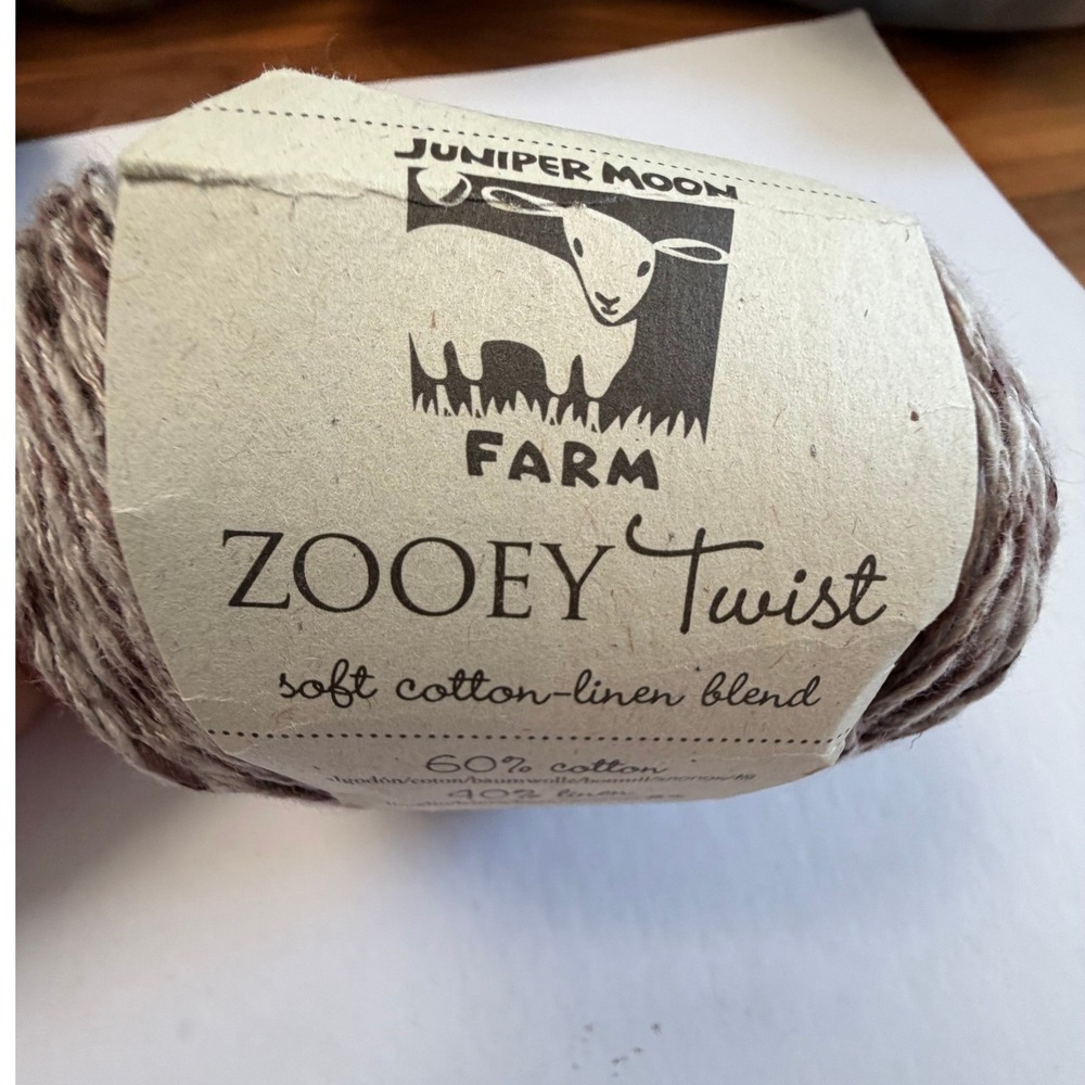 New Juniper Moon Farm Zooey Twist Yarn 100g Brown White Cotton Linen Blend